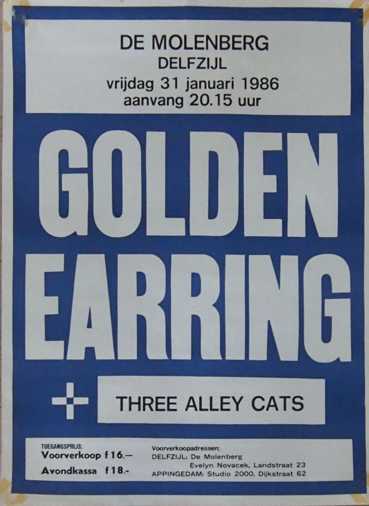 Golden Earring show poster January 31 1986 Delfzijl - De Molenberg (Collection Edwin Knip)